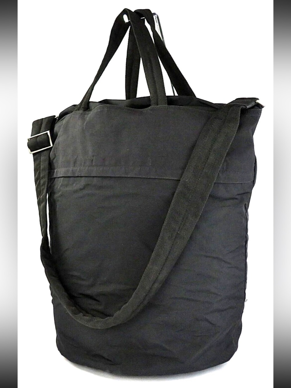 Prada Black Canvas Duffel Tote with Adjustable Strap